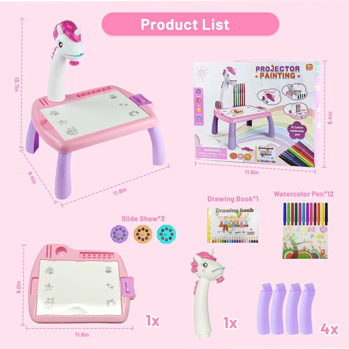 Unicorn Drawing Projector Table Set for Kids(LARGE SIZE)