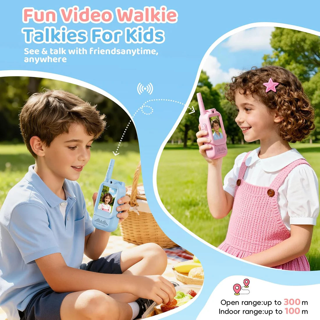 2Pcs Rechargeable Video Walkie Talkie for Kids