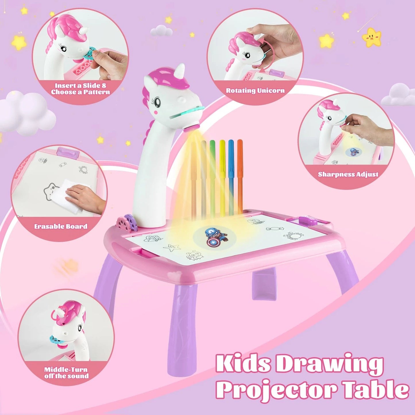 Unicorn Drawing Projector Table Set for Kids(LARGE SIZE)