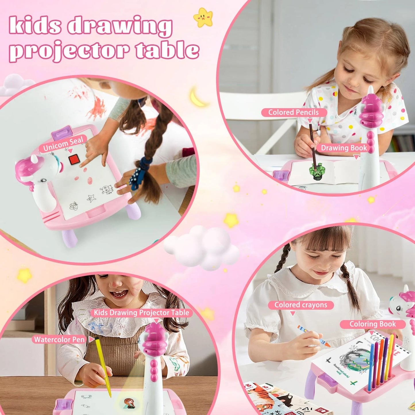 Unicorn Drawing Projector Table Set for Kids(LARGE SIZE)